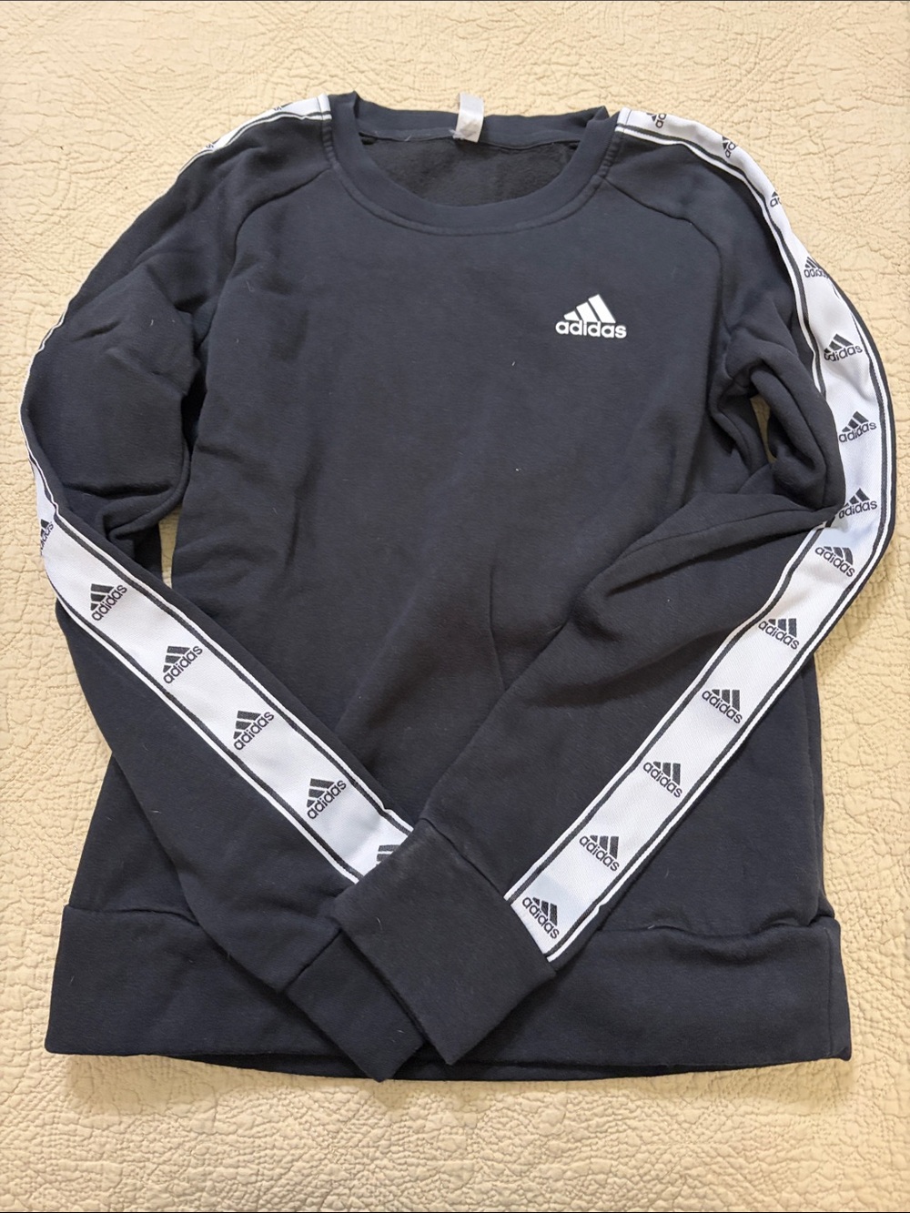 adidas Black Crewneck Sweatshirt with White Logo Tape (women’s XS)